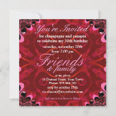 Uitnodigingen van Black Pink Lace Exotic Birthday  (Achterkant)