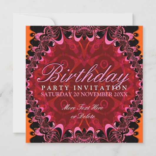 Uitnodigingen van Black Pink Lace Exotic Birthday  (Voorkant)