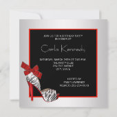 Uitnodigingen van Black Red Zebra Birthday Party (Achterkant)