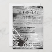 Uitnodigingen van Black Spider Spiderweb Halloween (Voorkant)