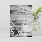 Uitnodigingen van Black Spider Spiderweb Halloween (Staand voorkant)