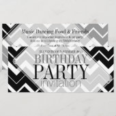 Uitnodigingen van Black White Chevron Stylish Part (Voorkant / Achterkant)