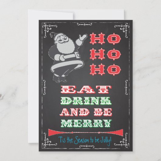 Uitnodigingen van Blackboard Retro Santa Holiday P (Achterkant)