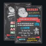 Uitnodigingen van Blackboard Retro Santa Holiday P<br><div class="desc">Super cool en zo retro! De oude Kerstman knipt kunst met grote grafiek en doopvonten op een zwarte kartonkrijt achtergrond. Boths zijkant versierd voor je coole en heup kerstfeestdag feest.</div>