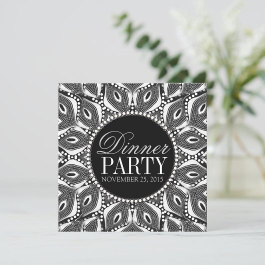 Uitnodigingen van BlackWhite Tribal Serpent Dinner (Staand voorkant)