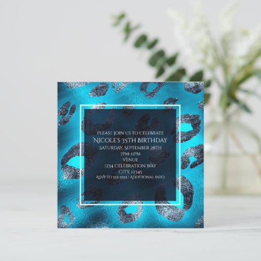 Uitnodigingen van Blauwe & Zilver-luipaard van de  (Staand voorkant)