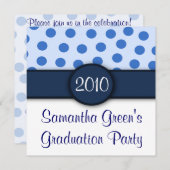 Uitnodigingen van Blue Polka Dots Party (Voorkant / Achterkant)