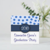Uitnodigingen van Blue Polka Dots Party (Staand voorkant)