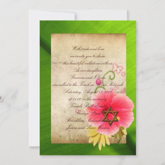 Uitnodigingen van B'nai Mitzvah (Voorkant)