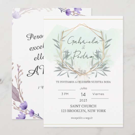 Uitnodigingen van Boda en Espanol (Voorkant / Achterkant)