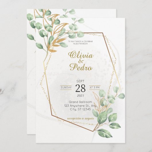 Uitnodigingen van Boda en Espanol (Voorkant / Achterkant)