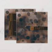 Uitnodigingen van Bokeh Glam Brown Beige & Gold PA (Voorkant / Achterkant)