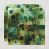 Uitnodigingen van Bokeh Glam Green & Gold PARTY (Voorkant / Achterkant)