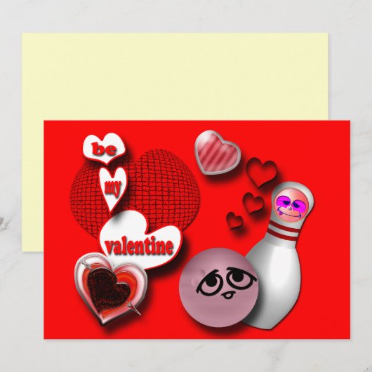 Uitnodigingen van Bowling Party (Voorkant / Achterkant)