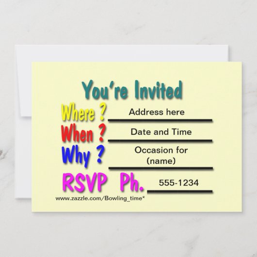 Uitnodigingen van Bowling Party (Achterkant)