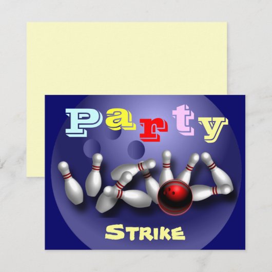 Uitnodigingen van Bowling Party (Voorkant / Achterkant)