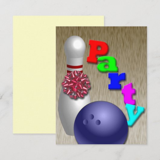Uitnodigingen van Bowling Party (Voorkant / Achterkant)