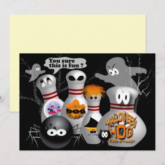 Uitnodigingen van Bowling Party (Voorkant / Achterkant)