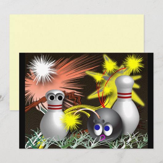 Uitnodigingen van Bowling Party (Voorkant / Achterkant)