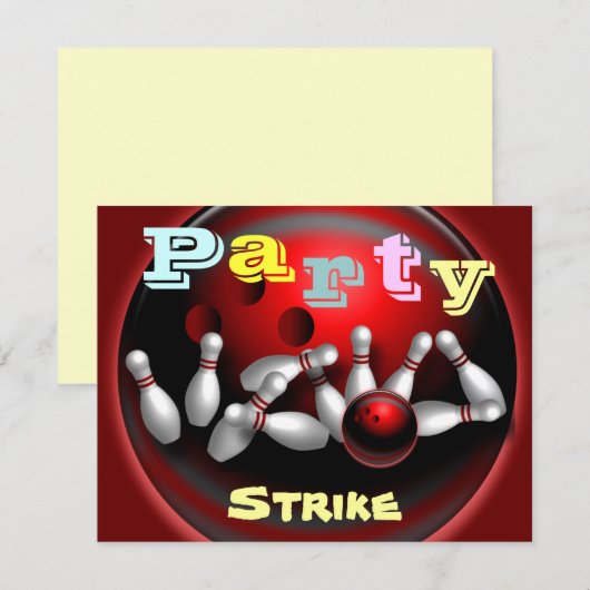 Uitnodigingen van Bowling Party (Voorkant / Achterkant)