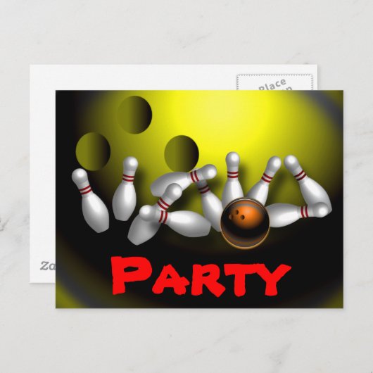 Uitnodigingen van Bowling Party  (Voorkant / Achterkant)
