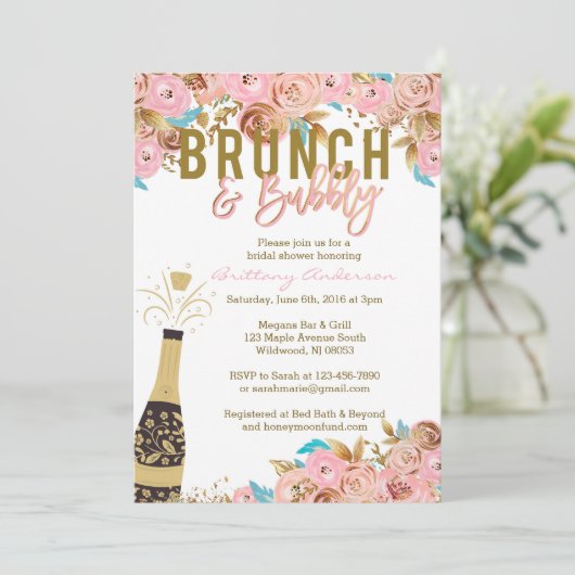 Uitnodigingen van Brunch en Bubble Bridal (Staand voorkant)