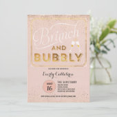 Uitnodigingen van Brunch en Bubble Roos Gold Showe (Staand voorkant)