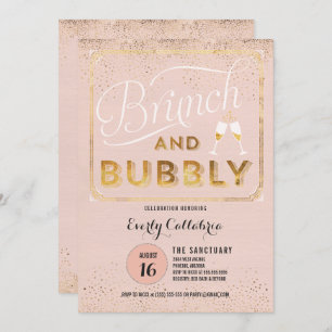 Uitnodigingen van Brunch en Bubble Roos Gold Showe