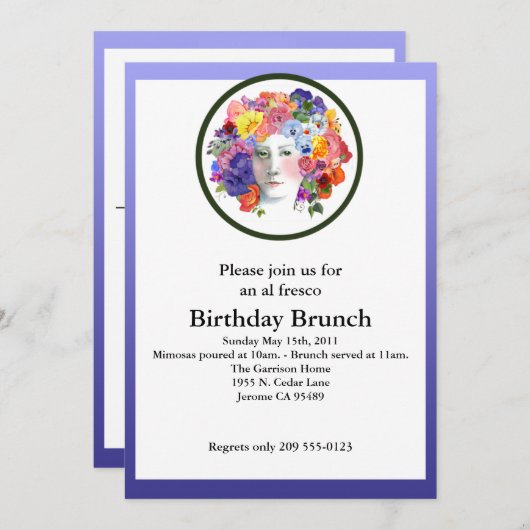 Uitnodigingen van Brunch/Lente Partij (Voorkant / Achterkant)