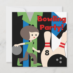 Uitnodigingen van Brunette Boy Bowling Party