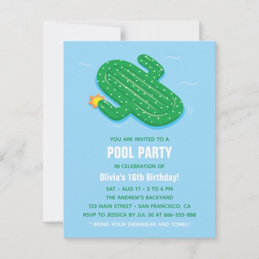 Uitnodigingen van Cactus Float Summer Birthday (Voorkant)