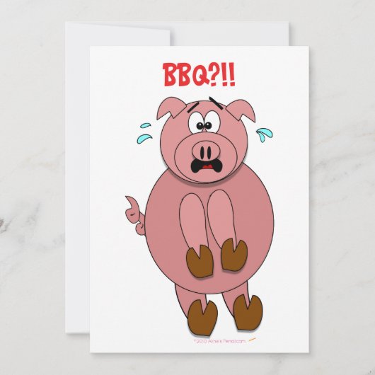 Uitnodigingen van Cartoon Pig Funny BBQ (Voorkant)