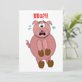 Uitnodigingen van Cartoon Pig Funny BBQ (Staand voorkant)