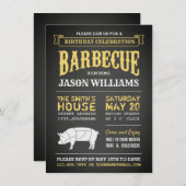 Uitnodigingen van Chalkboard Rustic Birthday Party (Voorkant / Achterkant)