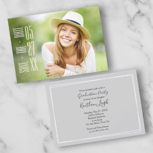 Uitnodigingen van Chic Script Photo Graduation Par