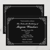 Uitnodigingen van Classy Black & White Elegant Par (Voorkant / Achterkant)