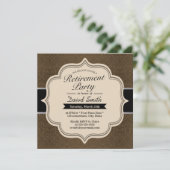 Uitnodigingen van Classy Brown Damask Retirement P (Staand voorkant)