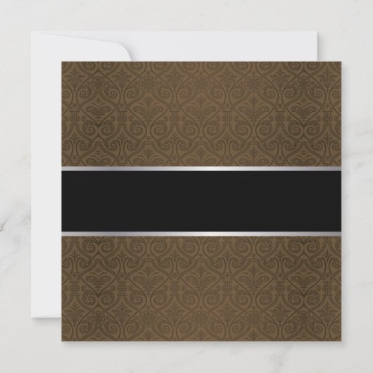 Uitnodigingen van Classy Brown Damask Retirement P (Achterkant)