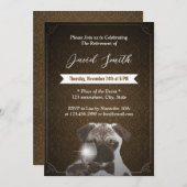 Uitnodigingen van Classy Pug & Wine Retirement Par (Voorkant / Achterkant)