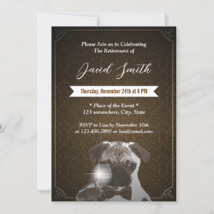 Uitnodigingen van Classy Pug & Wine Retirement Par