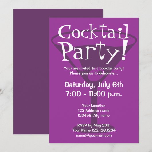 Uitnodigingen van cocktailparty's voor feestelijkh (Voorkant / Achterkant)