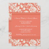 Uitnodigingen van Coral Damask Engagement Party (Voorkant / Achterkant)
