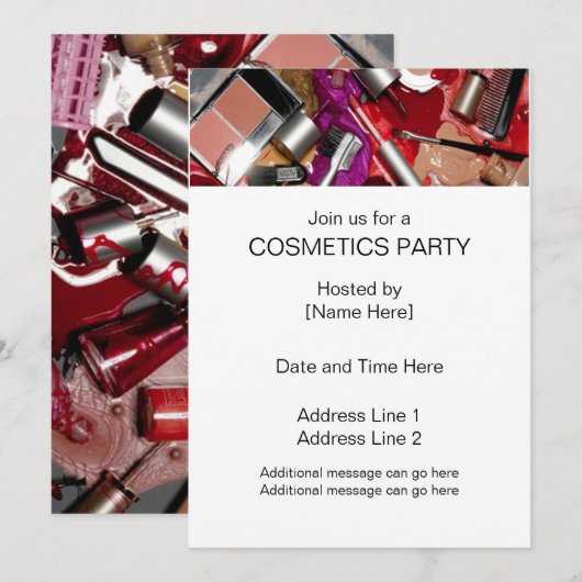 Uitnodigingen van Cosmetics Party (Voorkant / Achterkant)