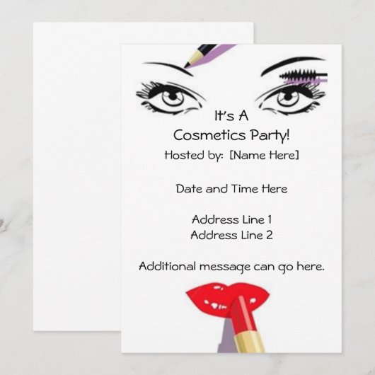 Uitnodigingen van Cosmetics Party (Voorkant / Achterkant)
