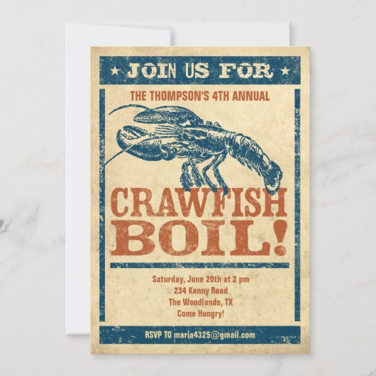 Uitnodigingen van Crawfish Boil (Voorkant)