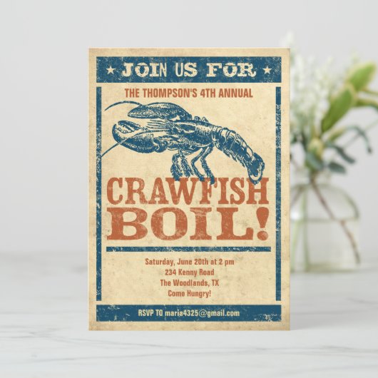 Uitnodigingen van Crawfish Boil (Staand voorkant)