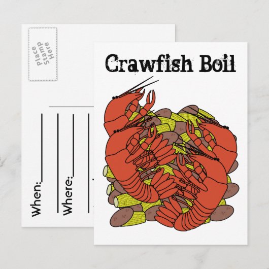 Uitnodigingen van Crawfish Boil (Voorkant / Achterkant)