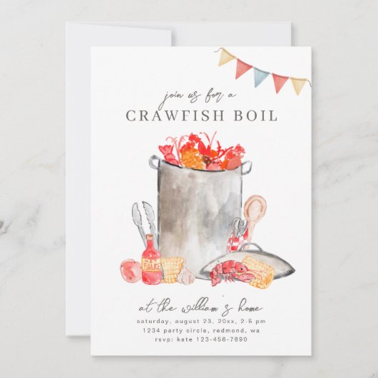 Uitnodigingen van Crawfish Boil | Boil voor de vis (Voorkant)