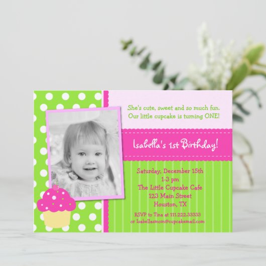 Uitnodigingen van Cupcake Birthday Party (Staand voorkant)