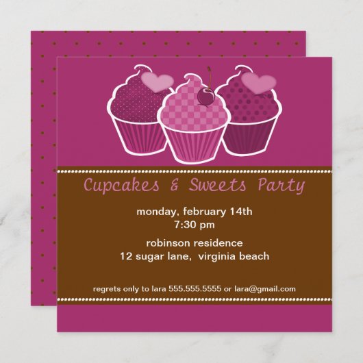Uitnodigingen van Cupcakes & Sweets Party (Voorkant / Achterkant)
